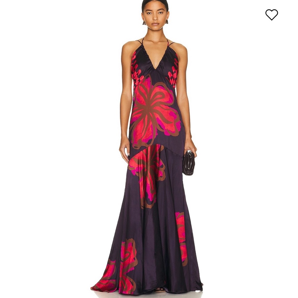 Silvia Tcherassi  Cedrina Dress  Plum Rouge Multi Floral Maxi Dress Sz S